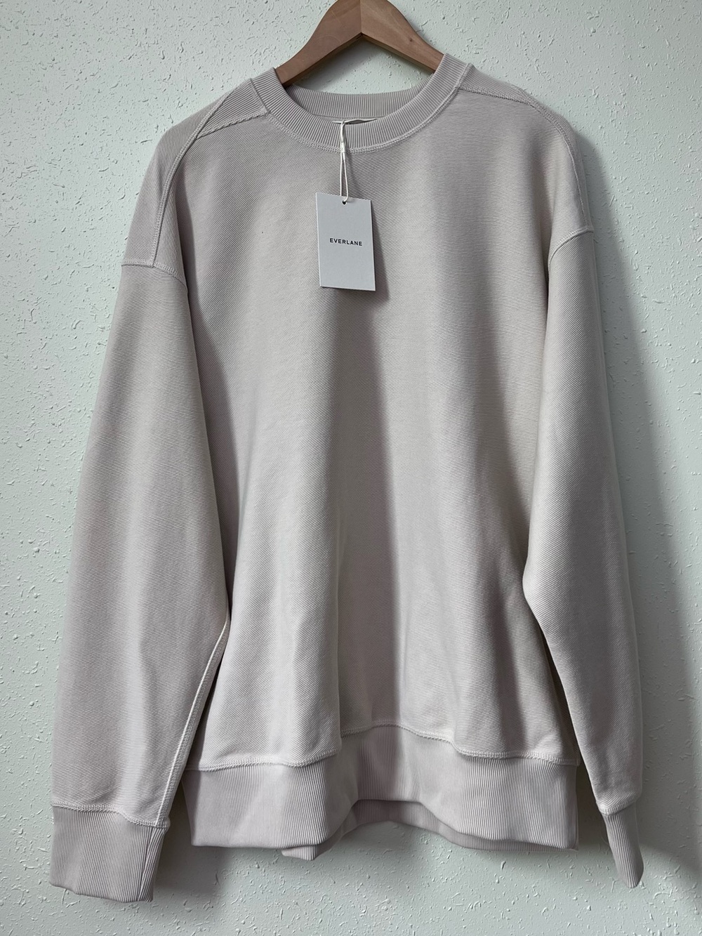 New Everlane TWILL TERRY JACQUARD CREW SWEATSHIRT Peyote Size M - Picture 3 of 13